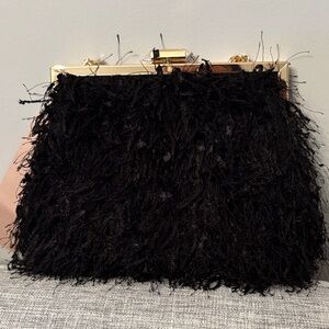 Sophisticated Black Fringed clutch - Ever NeW Francis Fluffy Clutch